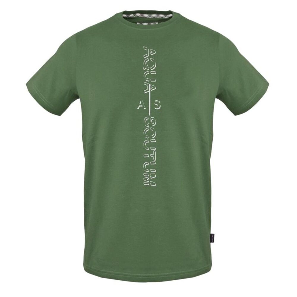 Aquascutum Mens Vertical Logo T-Shirt / Military Green